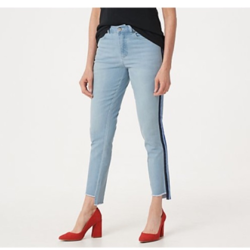G.I.L.I. Light Wash Side Stripe Tuxedo Skinny Jeans Size 8